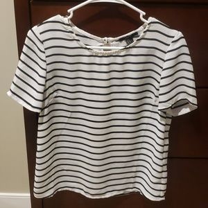 Striped Short Sleeve Blouse